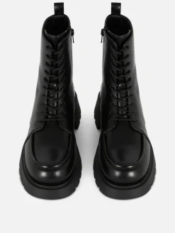 Apron Toe Laced Ankle Boots|Primark New