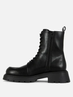 Apron Toe Laced Ankle Boots|Primark New