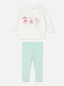Ballerina Sweatshirt And Polka Dot Leggings Set|Primark