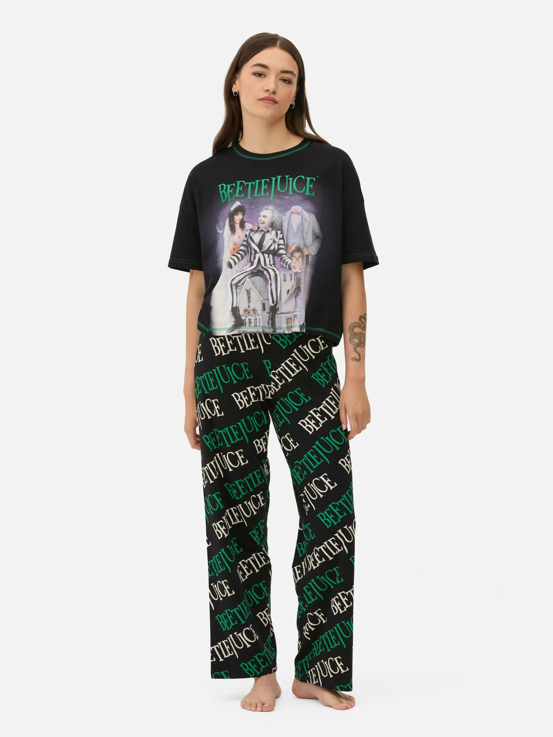 Beetlejuice Logo Pajama Set|Primark Outlet