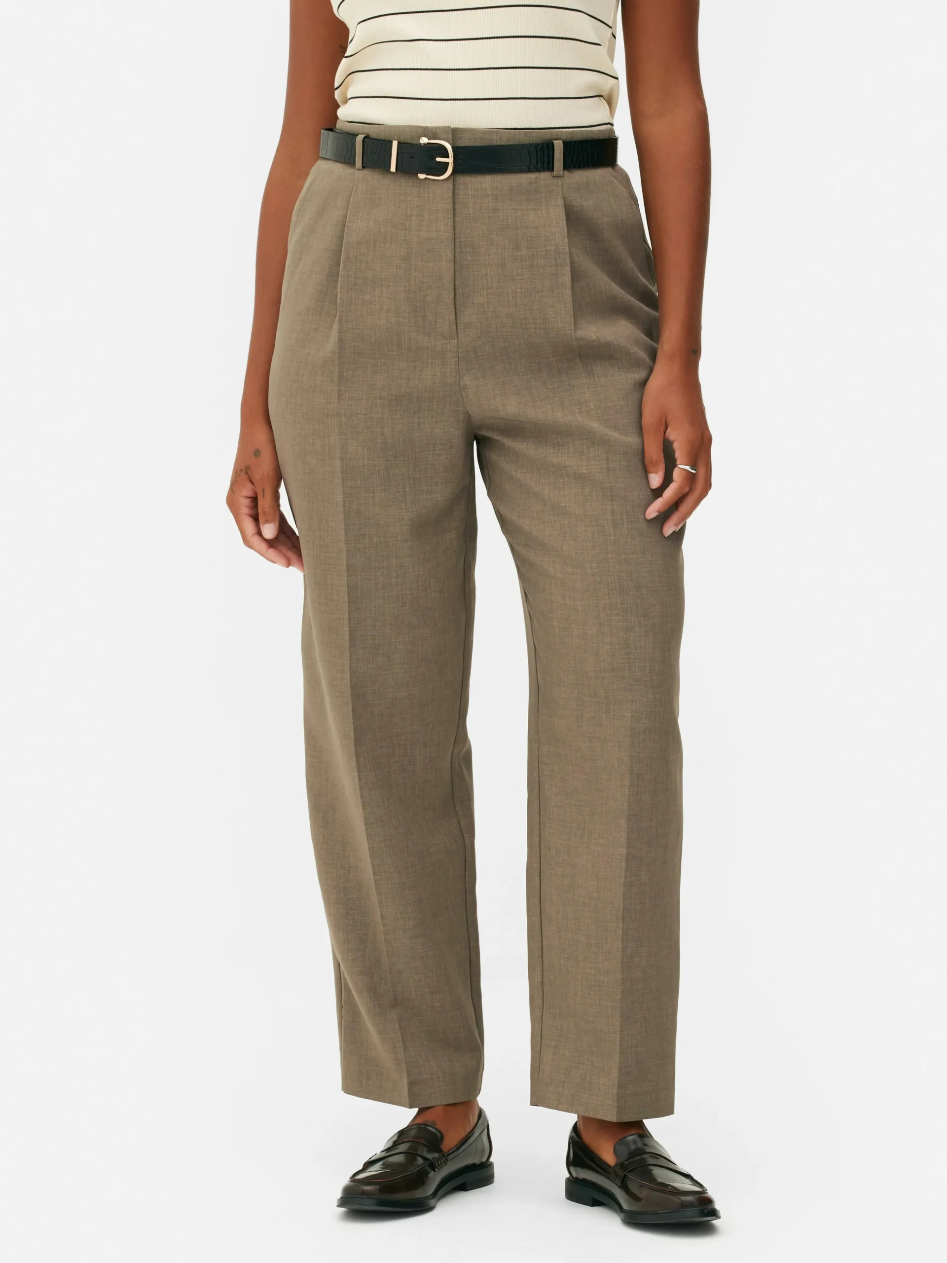 Belted Pleated Pants|Primark Clearance
