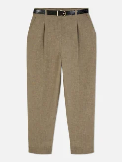 Belted Pleated Pants|Primark Clearance