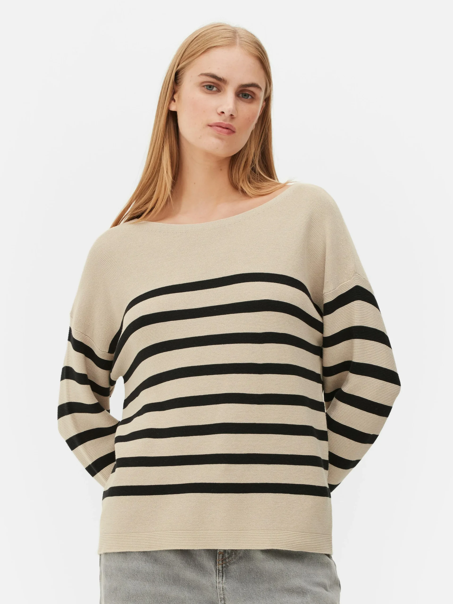 Boat Neck Long Sleeve Sweater|Primark Hot