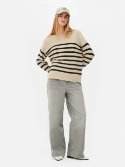 Boat Neck Long Sleeve Sweater|Primark Hot