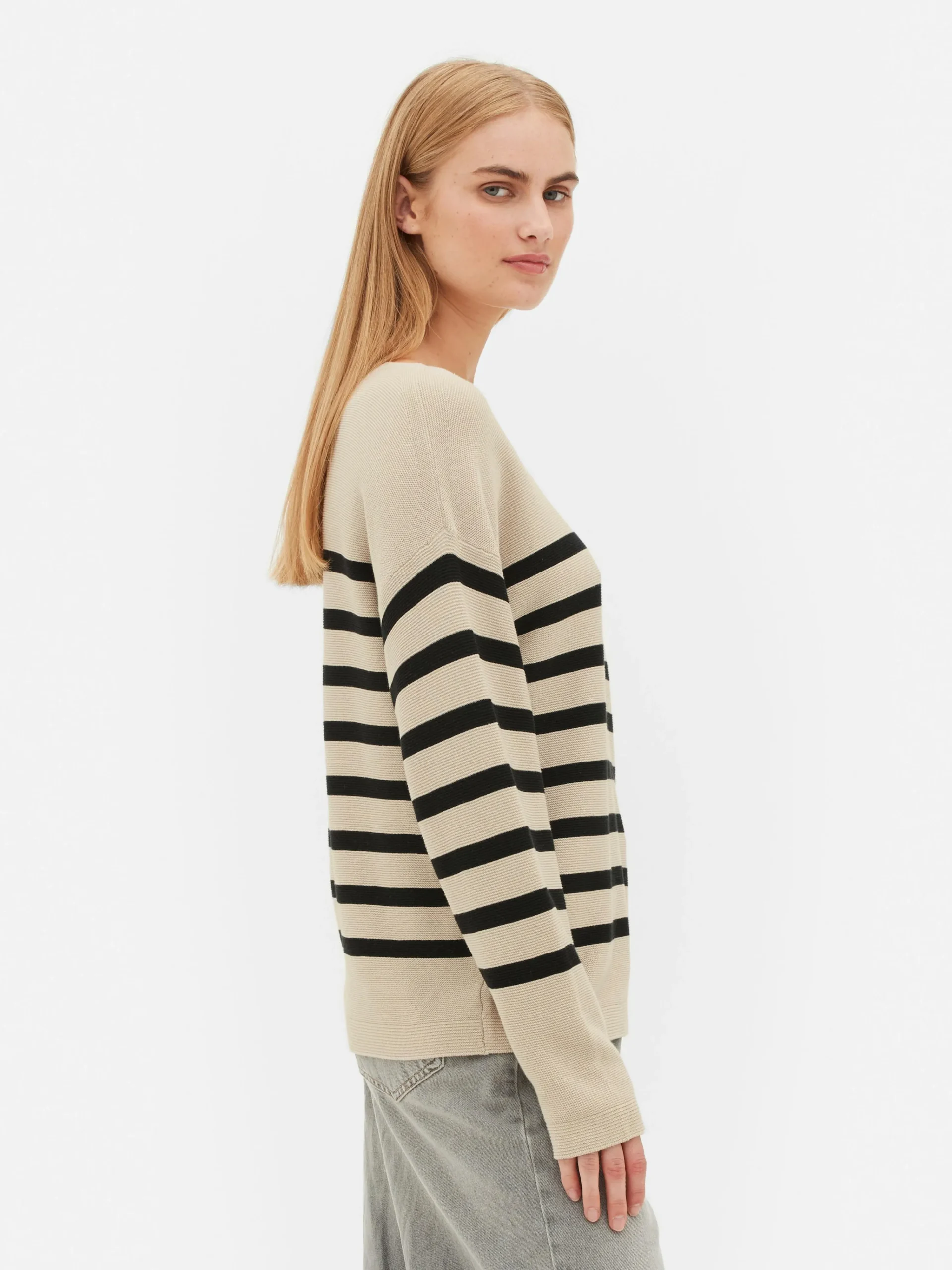 Boat Neck Long Sleeve Sweater|Primark Hot