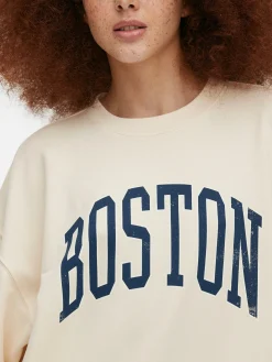 Boston Print Oversized Sweatshirt|Primark New