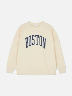 Boston Print Oversized Sweatshirt|Primark New