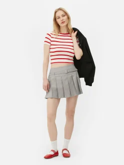 Buckle Pleated Mini Skirt|Primark Outlet