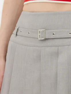 Buckle Pleated Mini Skirt|Primark Outlet