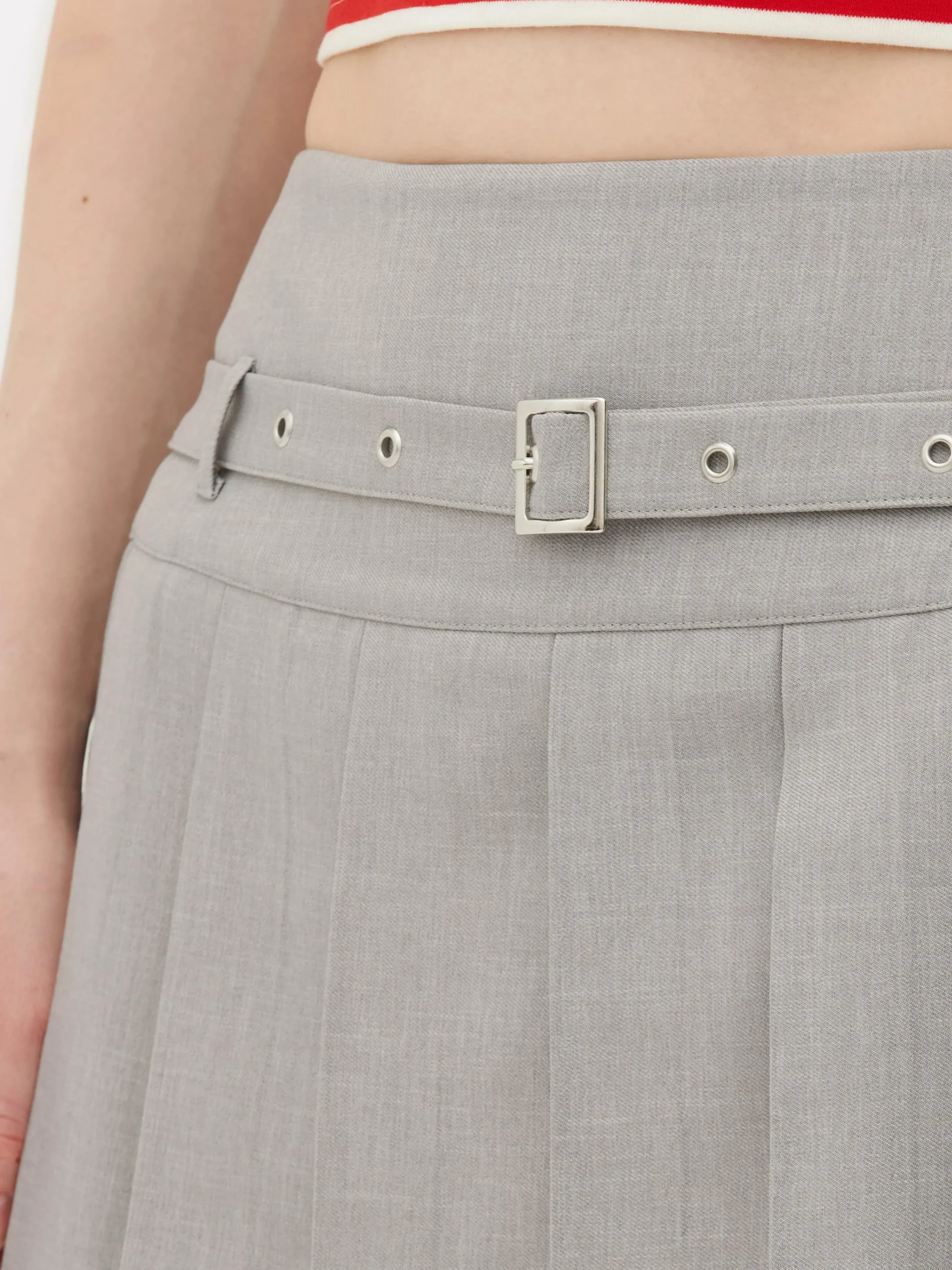 Buckle Pleated Mini Skirt|Primark Outlet