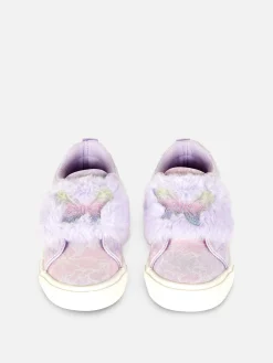 Butterfly Glitter Faux Fur Trim Sneakers|Primark Sale