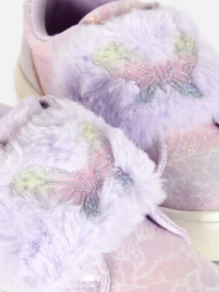 Butterfly Glitter Faux Fur Trim Sneakers|Primark Sale