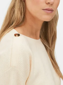 Button Shoulder Boatneck Sweater|Primark New