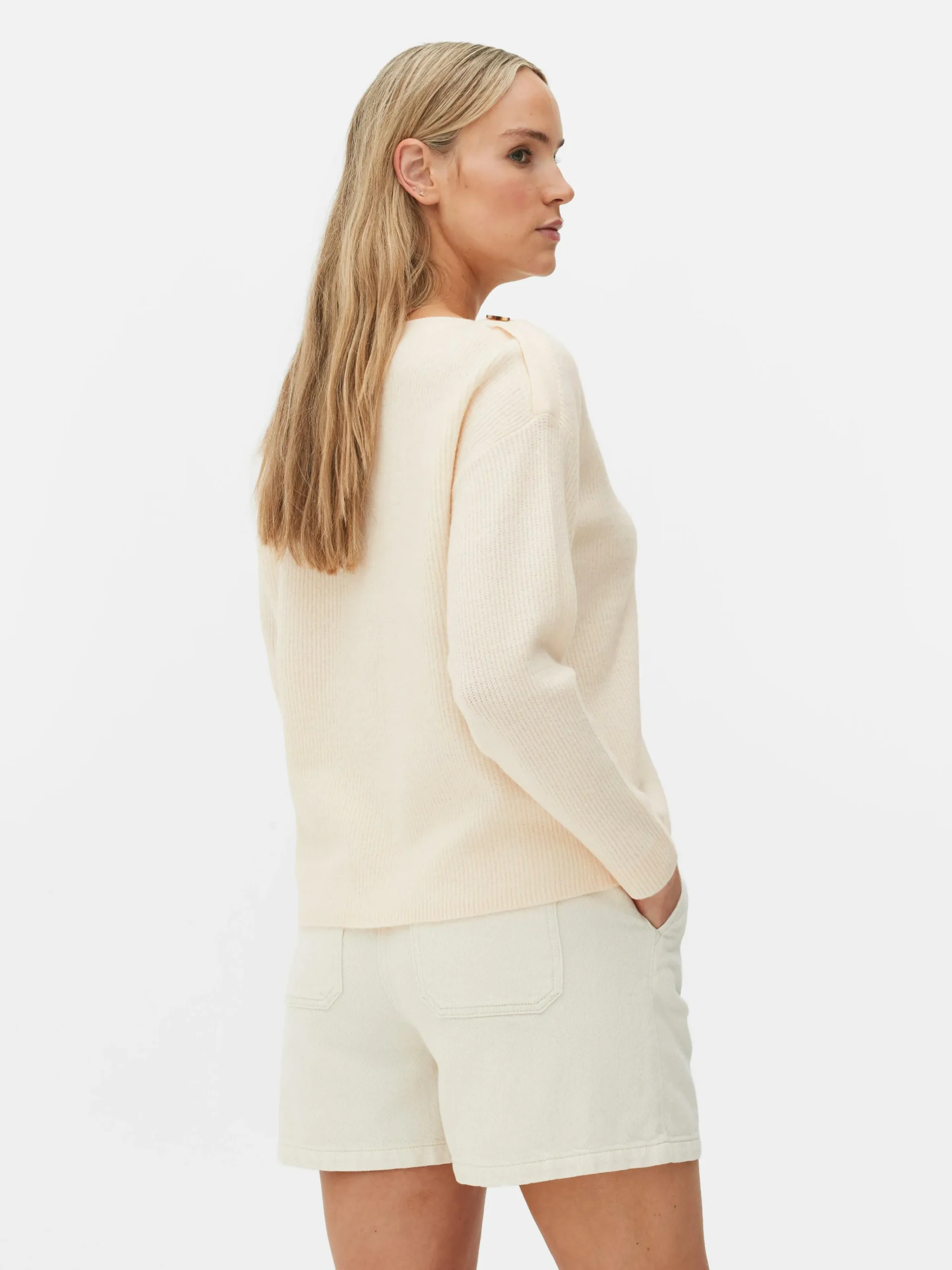 Button Shoulder Boatneck Sweater|Primark New