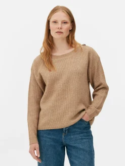 Button Shoulder Boatneck Sweater|Primark Sale
