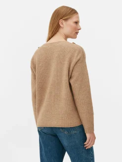 Button Shoulder Boatneck Sweater|Primark Sale