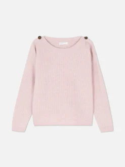 Button Shoulder Boatneck Sweater|Primark Discount