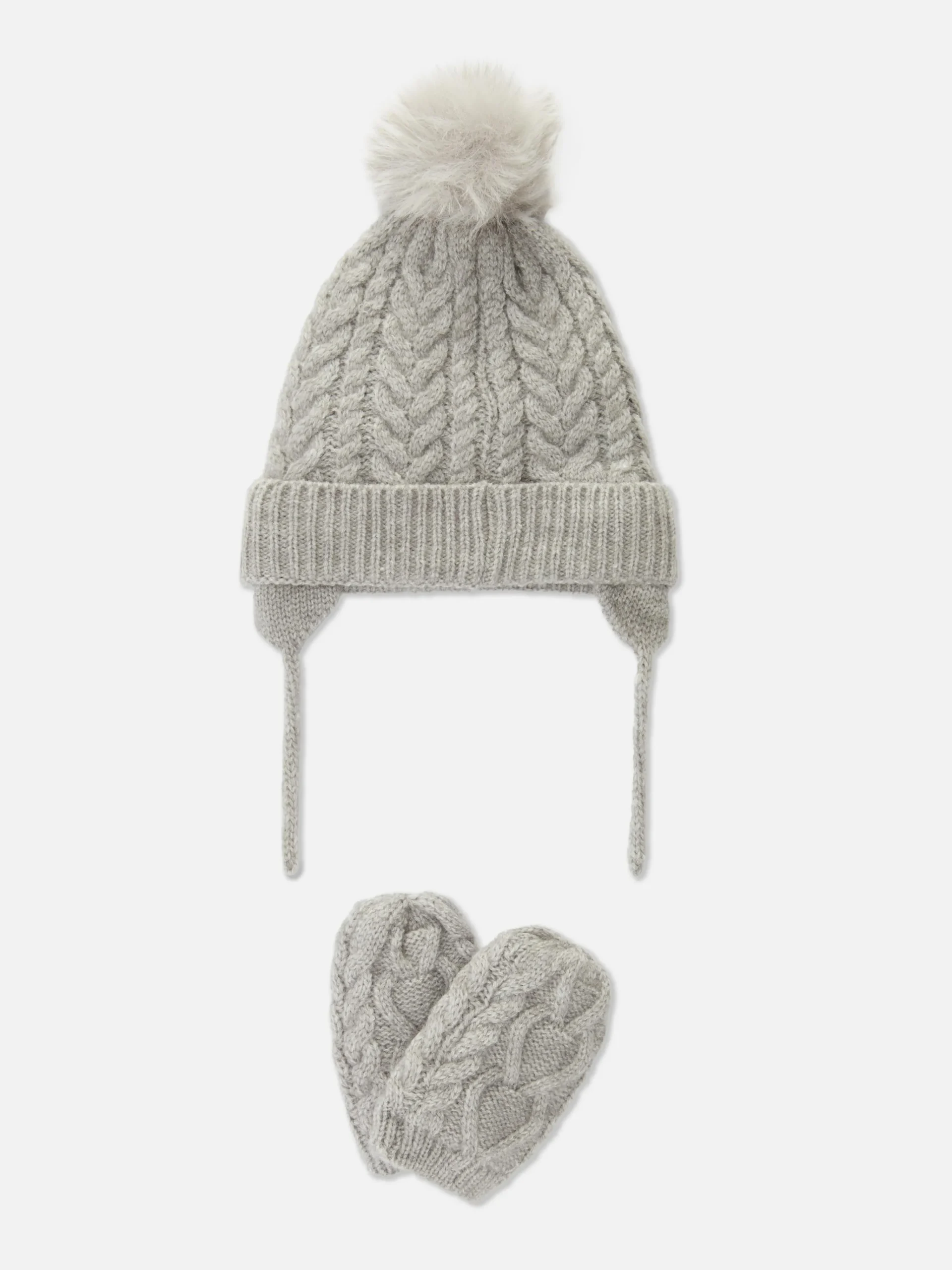Cable Knit Beanie And Mittens Set|Primark Clearance
