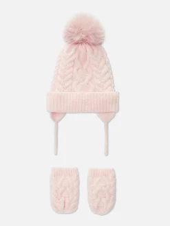 Cable Knit Beanie And Mittens Set|Primark Best