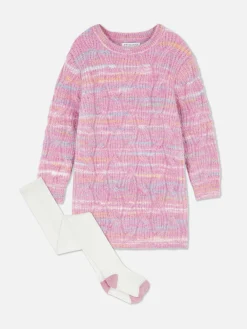 Cable Knit Sweater Dress And Tights Set|Primark Clearance
