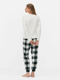 Check Bottom Long Sleeve Pajama Set|Primark Clearance