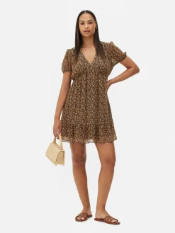 Chiffon Puff Sleeve Mini Dress|Primark Discount