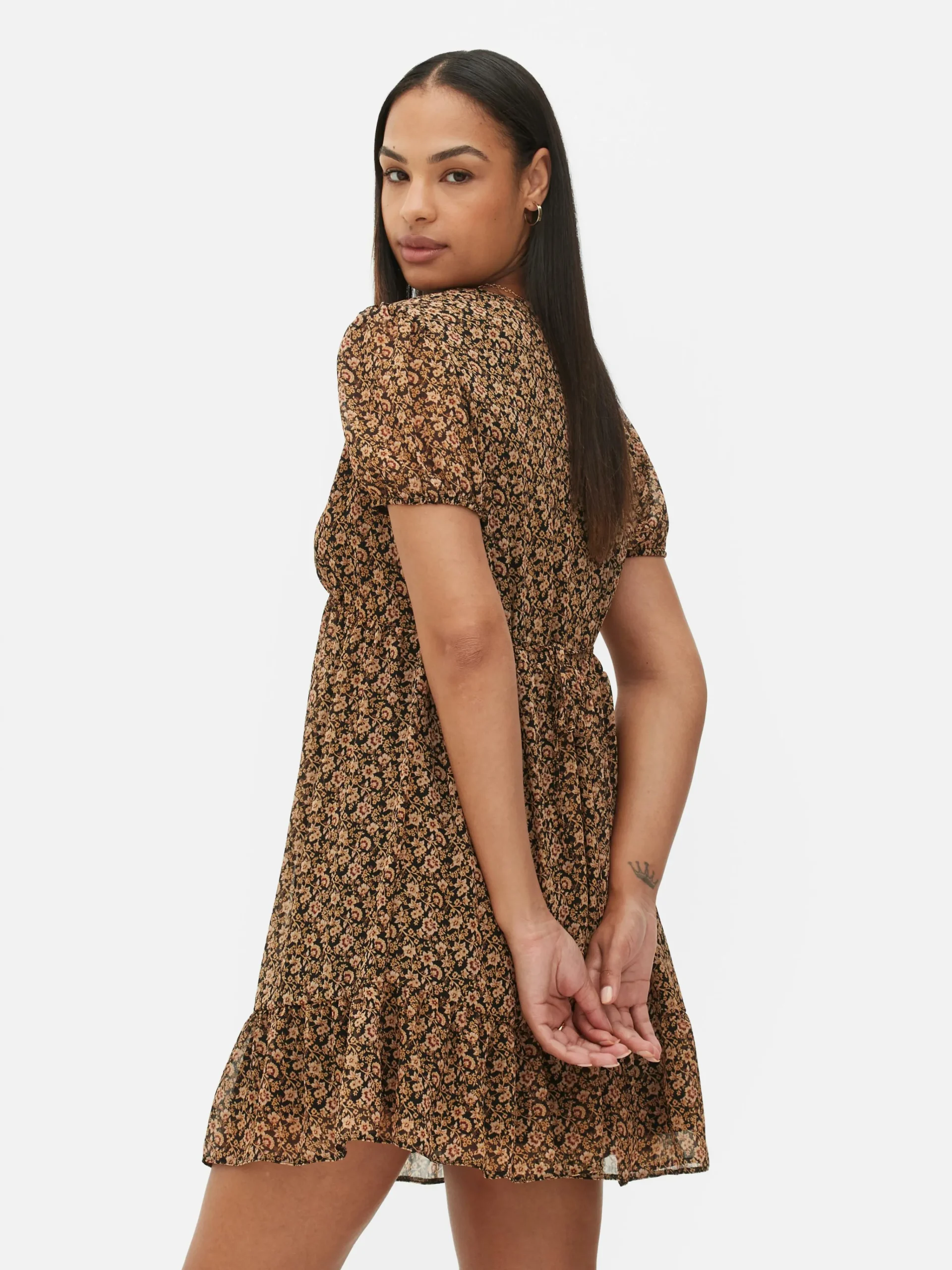 Chiffon Puff Sleeve Mini Dress|Primark Discount