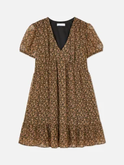 Chiffon Puff Sleeve Mini Dress|Primark Discount