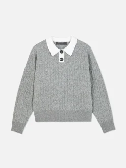 Collared Cable Knit Sweater|Primark New