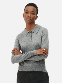Collared Long Sleeve Knit Top|Primark Hot