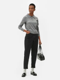Collared Long Sleeve Knit Top|Primark Hot