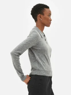 Collared Long Sleeve Knit Top|Primark Hot