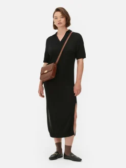 Collared V-Neck Midi Dress|Primark New