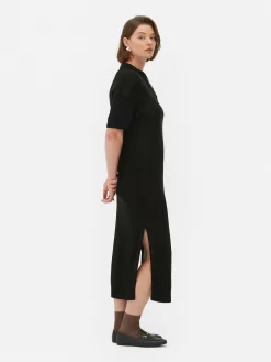 Collared V-Neck Midi Dress|Primark New