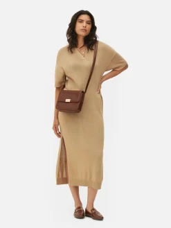 Collared V-Neck Midi Dress|Primark Outlet