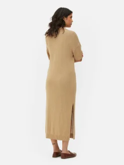 Collared V-Neck Midi Dress|Primark Outlet