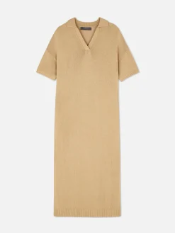 Collared V-Neck Midi Dress|Primark Outlet