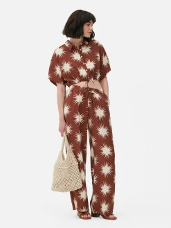 Co-Ord Patterned Tie-Front Crop Shirt|Primark Sale