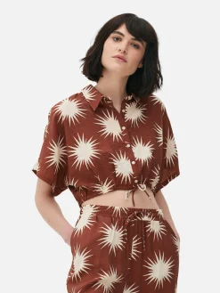 Co-Ord Patterned Tie-Front Crop Shirt|Primark Sale