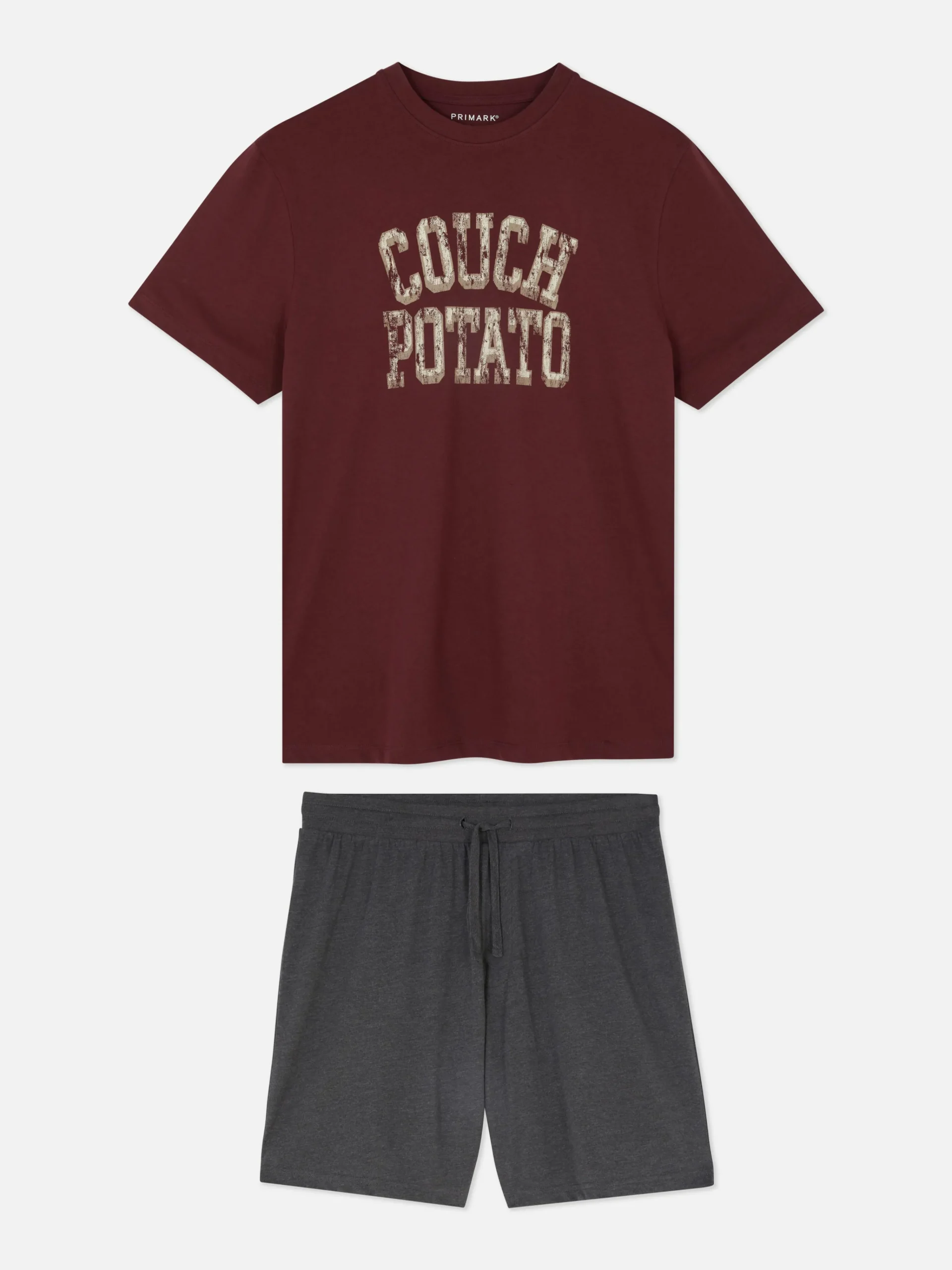 Couch Potato T-Shirt And Shorts Pajamas|Primark Discount