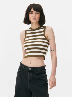Crew Neck Ribbed Cropped Tank|Primark Online