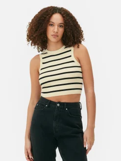 Crew Neck Ribbed Cropped Tank|Primark Hot