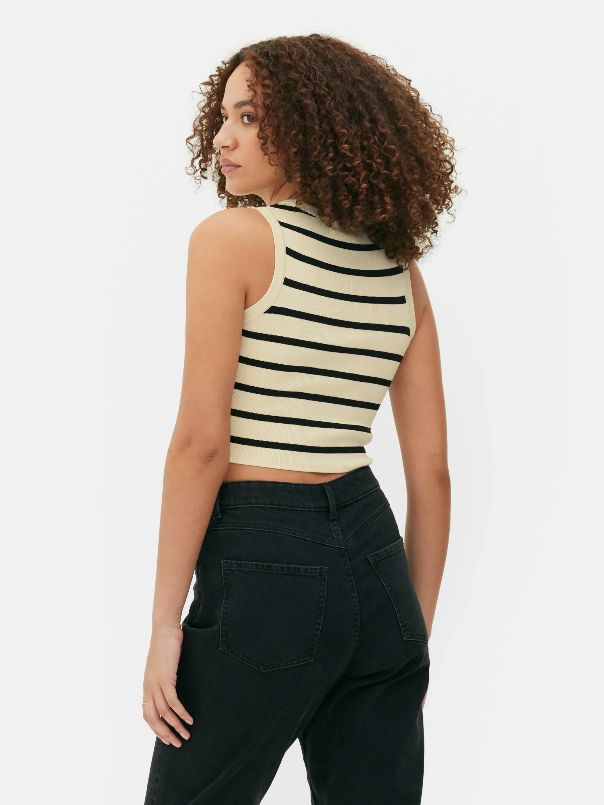 Crew Neck Ribbed Cropped Tank|Primark Hot