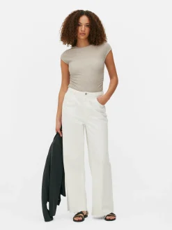 Crinkle Texture Ruched T-Shirt|Primark New