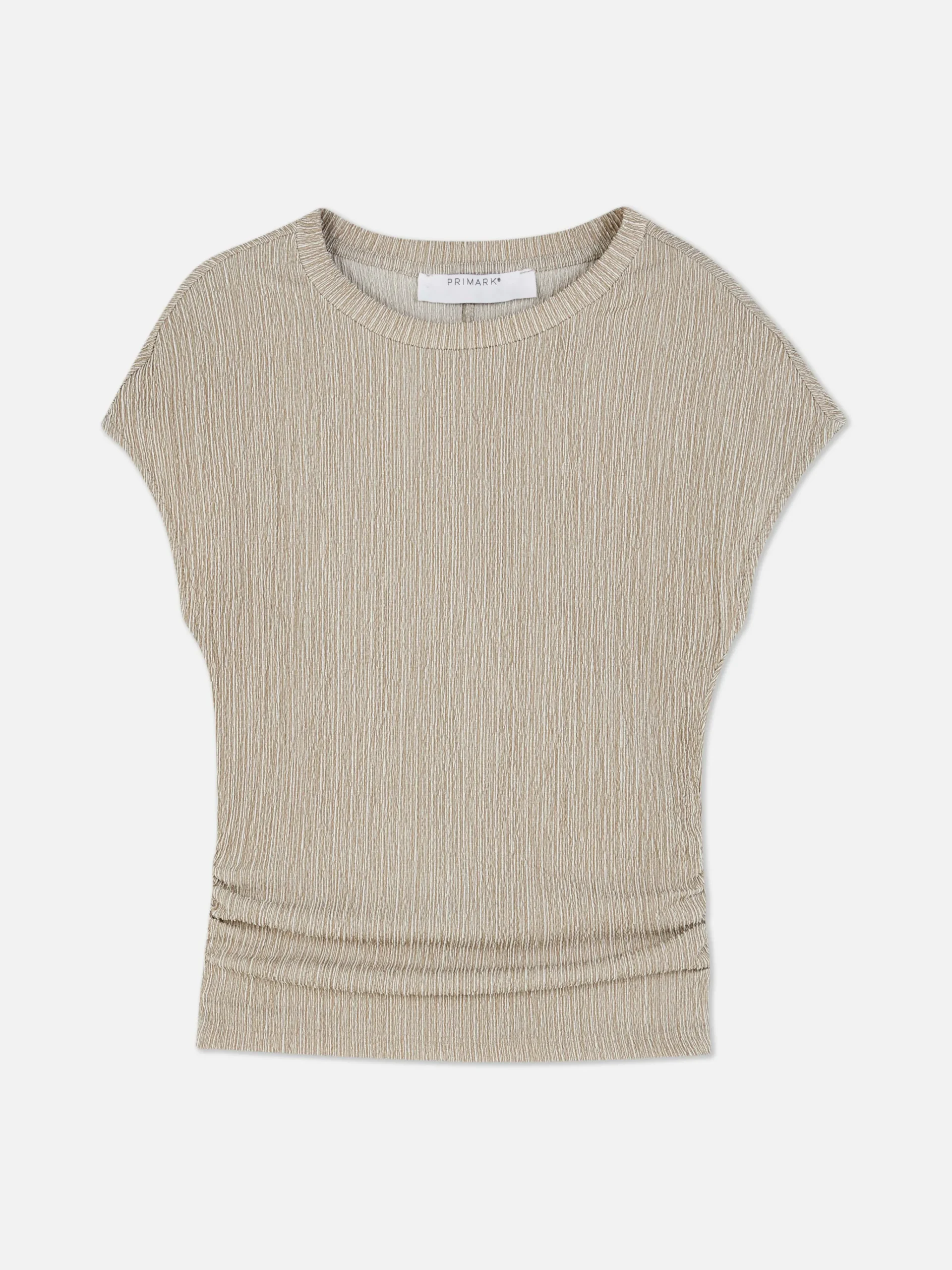 Crinkle Texture Ruched T-Shirt|Primark New
