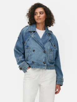 Cropped Denim Trench Coat|Primark Online