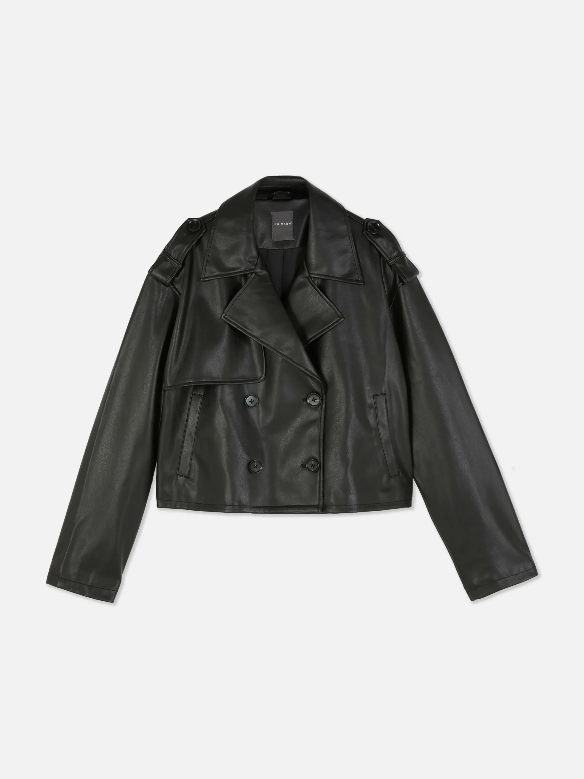 Cropped Faux Leather Trench Coat|Primark Outlet