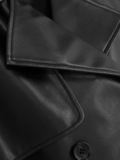 Cropped Faux Leather Trench Coat|Primark Outlet