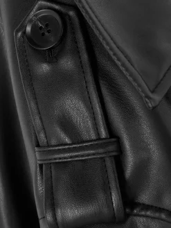 Cropped Faux Leather Trench Coat|Primark Outlet