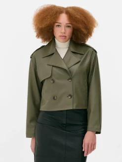Cropped Faux Leather Trench Coat|Primark Hot